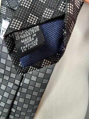 Nordstrom Mens Black and Grey Woven Check Tie - Picture 4 of 4