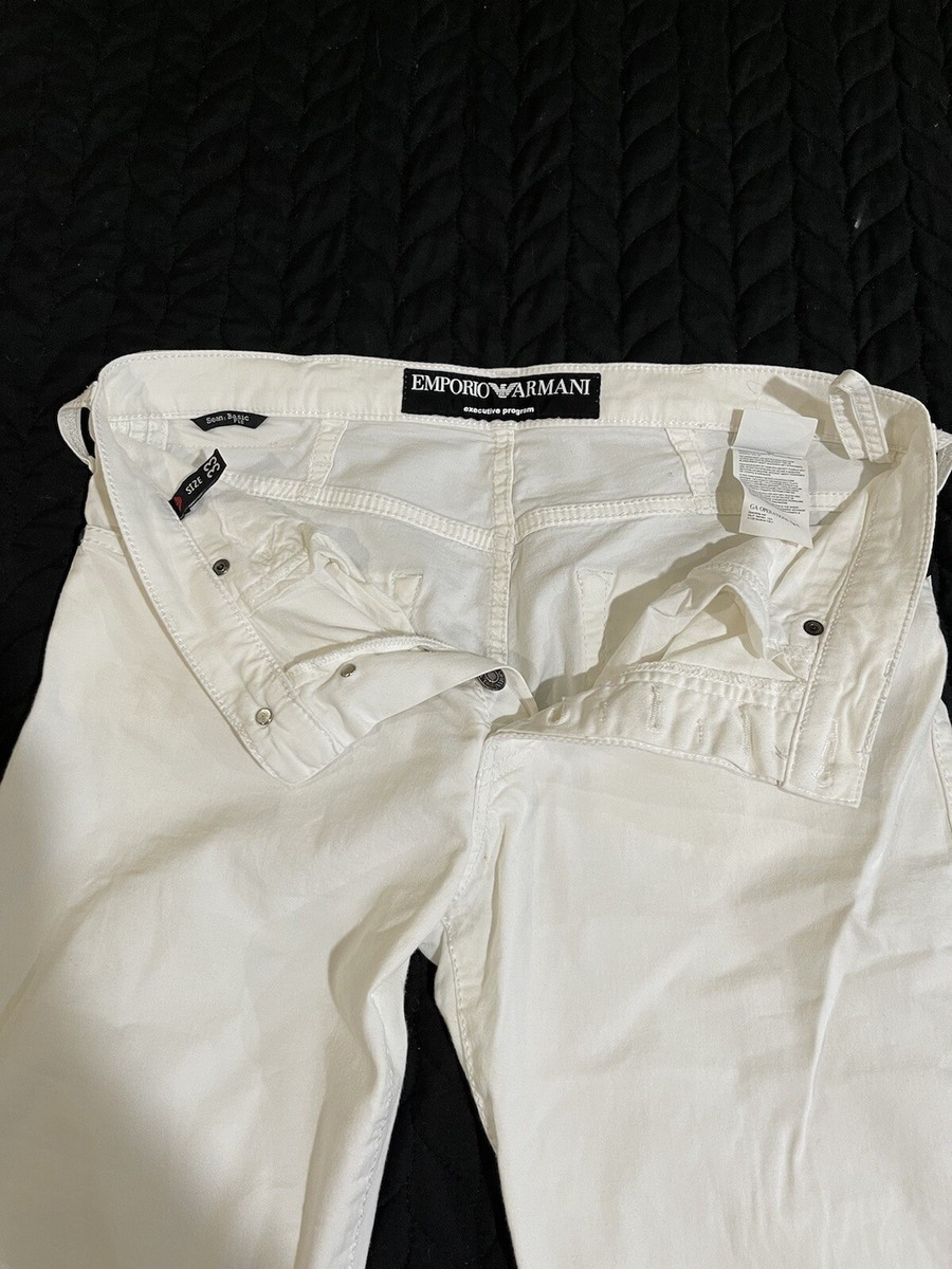 Emporio Armani White Denim Slim Fit Jeans Size 33 Made In Italy | eBay