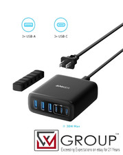 Anker 6-port Series 3 A2154 Desktop Fast Charge USB A  USB C 112watt Free Ship
