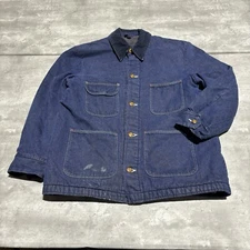 Vintage Wrangler Chore Jacket Men's 42 Blue Denim Blue Bell Blanket Lined USA*