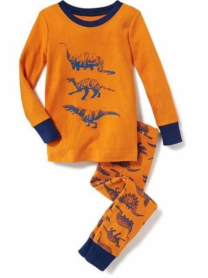 NWT Old Navy Dinosaur Sleep Set Pajama Brontosaurus Velociraptor T-Rex 3T 4T 5T