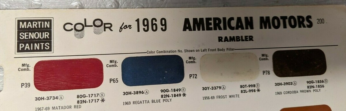 NAPA Automotive Color Directory 1969 Manual Martin Senour Paints