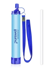 Purewell Water Filtration Straw Emergency Survival Filter Purify Backpacking 