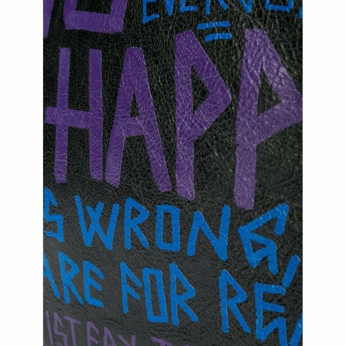 Balenciaga Bazar Graffiti Purple Blue Black Arena Leather Pouch Clutch NEW - Imagen 7 de 12