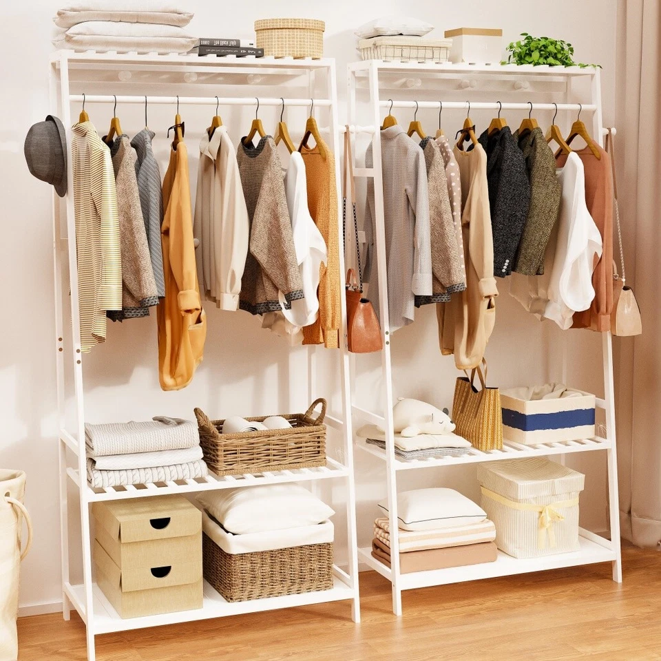 Garderobenständer Schwerlast Kleiderständer Massivholz Garderbe Lagerraum Weiß