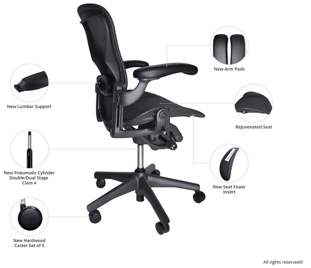 Herman Miller Aeron Chair Open Box Size B Fully Loaded hardwood caster