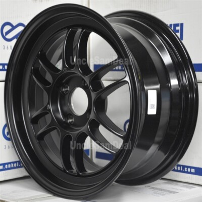 15x8 4x100 28 OFFSET ENKEI JAPAN RPF RPF1 BLACK 12 SPOKES SPORT