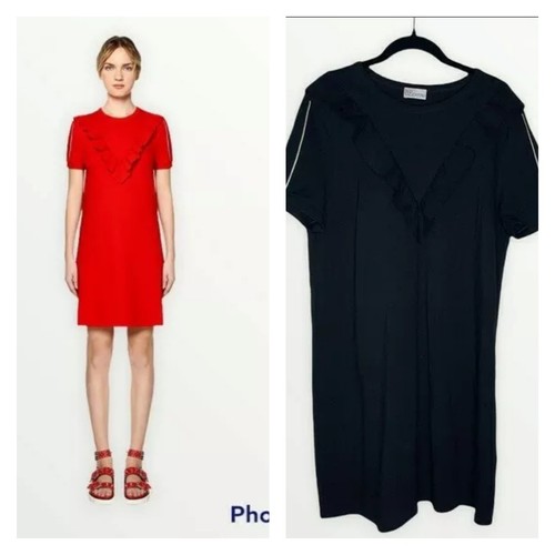 NEW Red Valentino Black Ruffle Jersey Shirt Dress Size XL Streetwear Designer