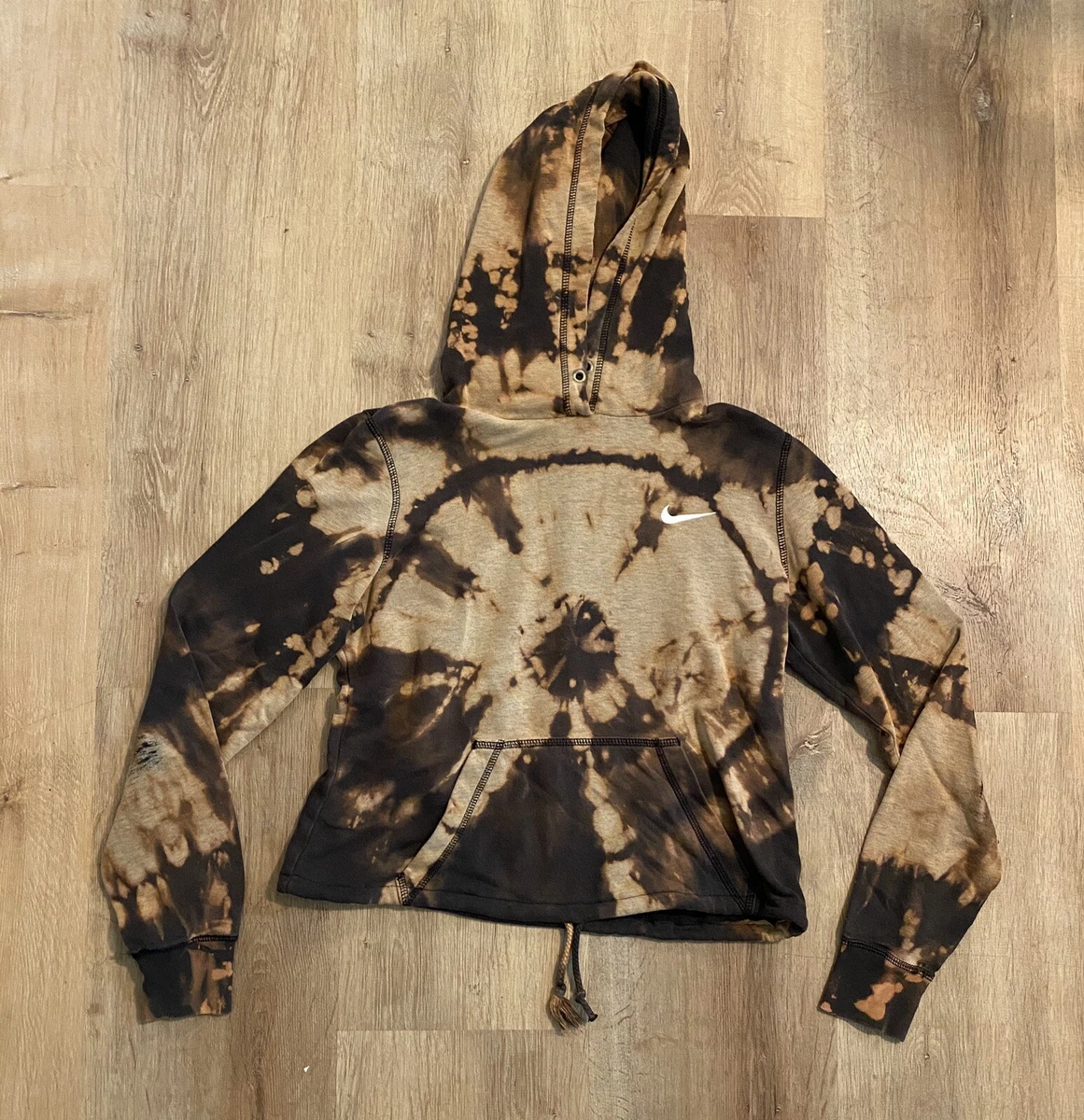 Nike Swoosh Custom Vintage Bleach Tie-dye Hoodie Sweatshirt