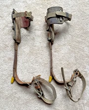 Vintage BELL SYSTEM Climbing Spikes Gaffs Lineman Utility Worker Tree Climber