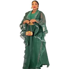 African Women 2Pcs Abaya Set Dubai Kaftan Cardigan Long Inner Dress Evening Gown