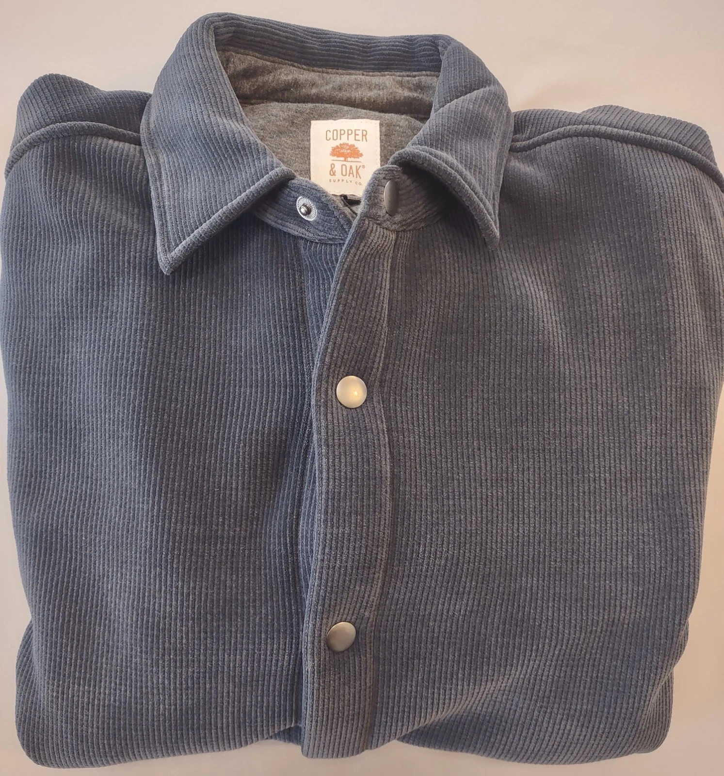 Copper & Oak Men's Fleece Shirt Jacket Heavyweight Snap Button Gray Blue, Medium - product detail image 2