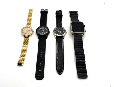 4x Armbanduhren Konvolut Cnova Geneva Digital Analog schwarz gold gebraucht - Bild 1 von 4
