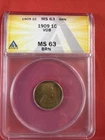 1909 VDB Lincoln Cent ANACS MS63- First Lincoln Cent -