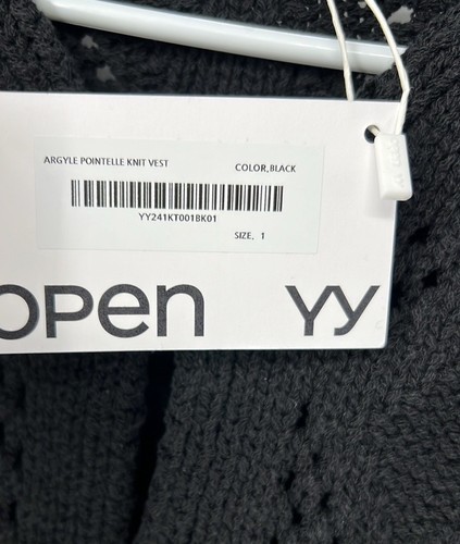 Open Yy NWT women’s argyle pointelle knit vest size 1 Sweater (small) Black - Picture 4 of 9
