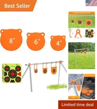 Outdoor Shooting Target Set: 3/8" AR500 Gong with Hanging Kit & 10 Paper Targets