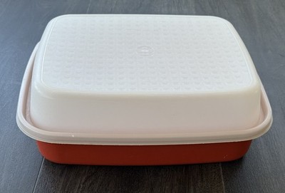 Vintage Tupperware Large Season Serve Marinade Container 1294-7 Paprika with Lid