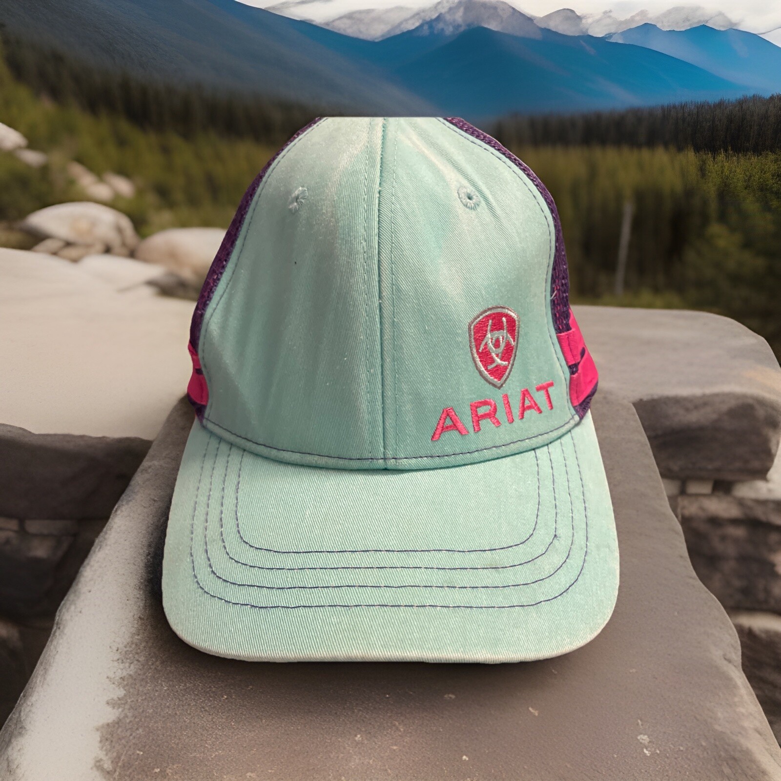 Ariat Baseball Cap Snapback Hat Mesh Back Colorfu… - image 1