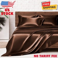 Satin Bed Sheets, King Size Sheets Set, 6 Pcs Silky Bedding Set with 15 Inches