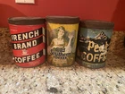 3 Vintage Coffee Tins Lot