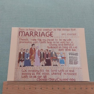Vintage Postkarte Quäkerhochzeiten: Tafel C8 des Quäker Wandteppichs