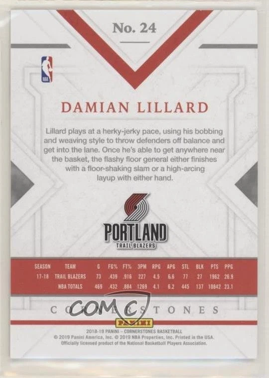 2018-19 Panini Cornerstones /139 Damian Lillard #24 - Image 2 of 2