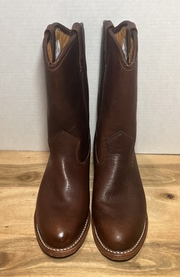 Vintage Orvis Women's Brown Leather Roper Cowboy Boots Sz 7.5