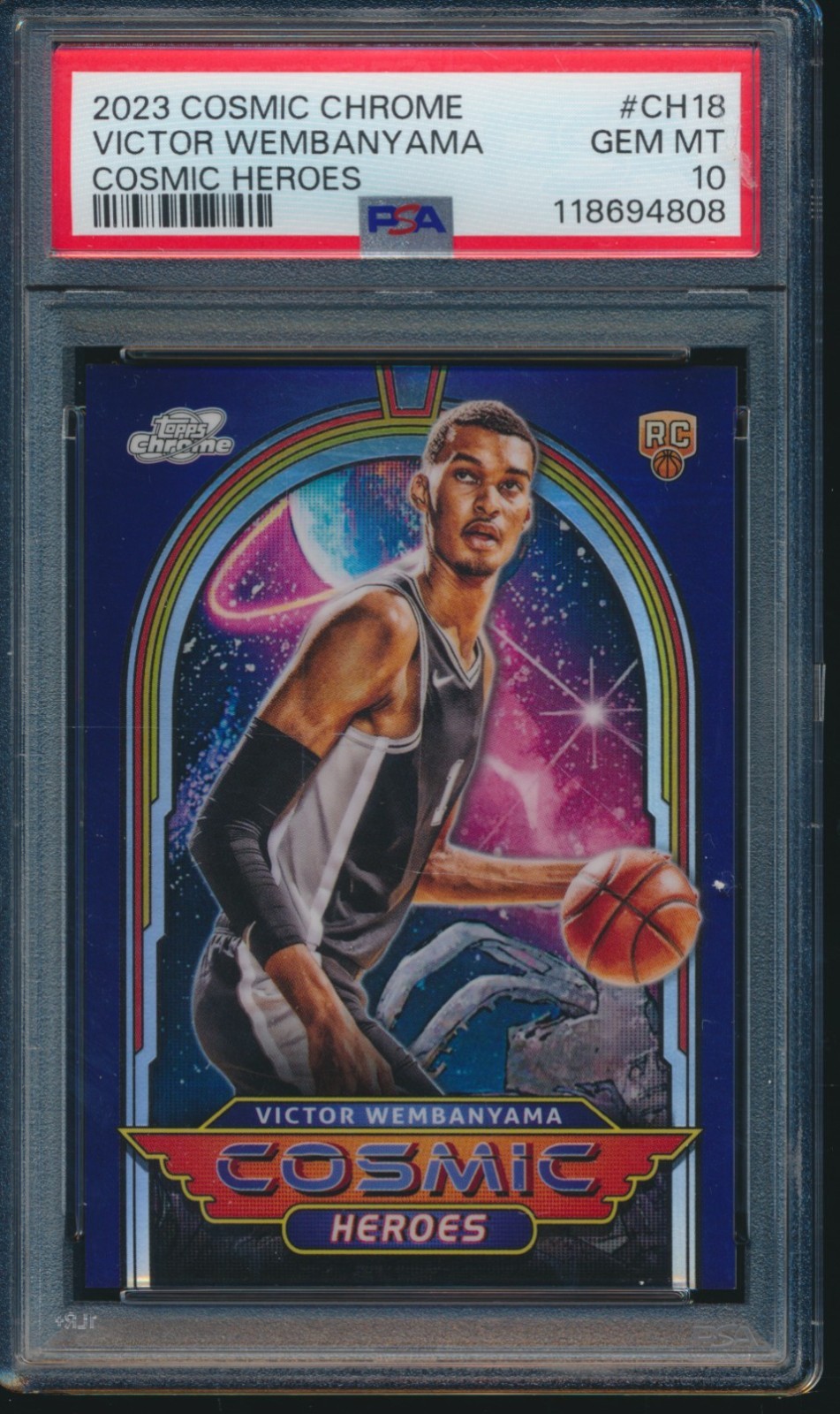 PSA 10 VICTOR WEMBANYAMA 2023 Topps Chrome COSMIC HEROES Rookie RC GEM MINT