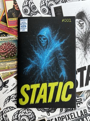 STATIC #001 Comic Zine (Color Variant)    Glitch Horror Indie Comic  + Sticker