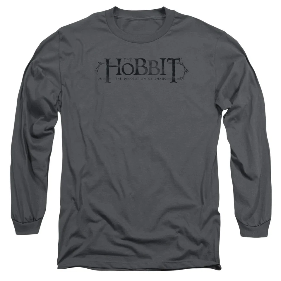 Hobbit Ornate Logo Mens Long Sleeve Shirt Charcoal Officially Licensed - Image 3 of 4