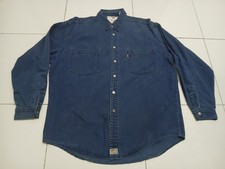 VTG Y2K Levi s Red Tab Dark Blue Denim Shirt MEN S L Button Down Shirt