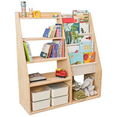 Kids  Bookcase & Toy Storage Organizer, Solid Wood, 100% Non-Toxic, Multipurp...