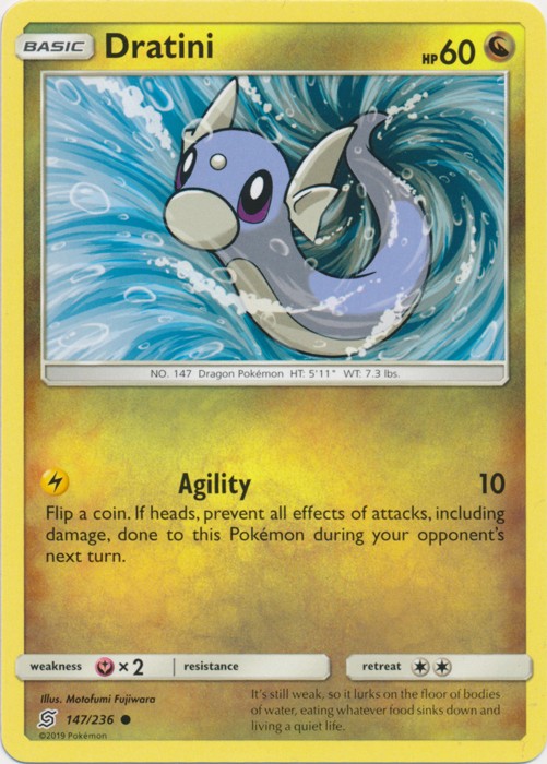 Dratini - 147/236 - Common (Near Mint) Unified Minds - Dragon Pokémon