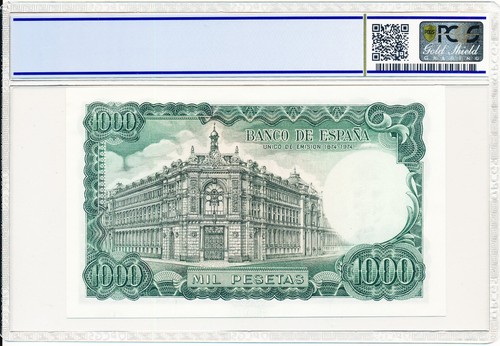 Banco de Espana Spagna 1000 Pesetas 1971 PCGS 65OPQ - Foto 2 di 2
