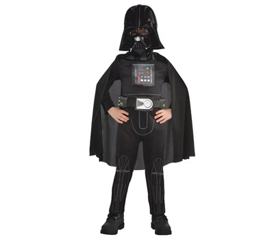 Disney Star Wars Darth Vader Black Jumpsuit Costume Cape Mask SMALL 4-6 NEW!!