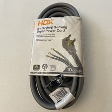 6 Ft. 30 Amp 3-Prong Dryer Power Cord