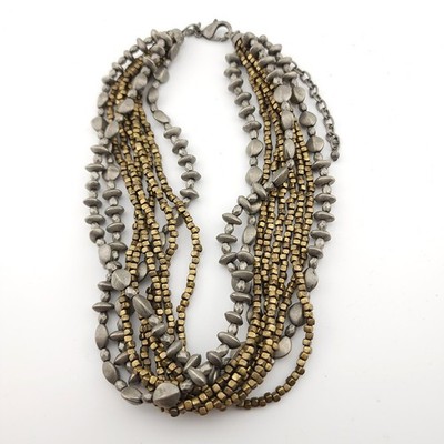 Premier Designs WEAR IT NOW Necklace bronzetone silvertone metal bead 16'' + 4''