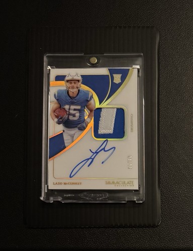 2024 Immaculate Ladd McConkey RC Gold RPA /25 On-Card Auto 2-Color Patch