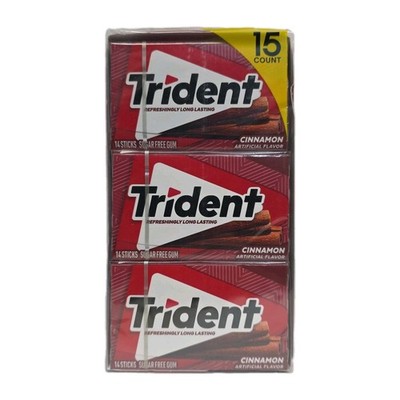 Trident Sugar Free Gum, Cinnamon, 15 Count 14 Pieces in Each, Free Shipping 