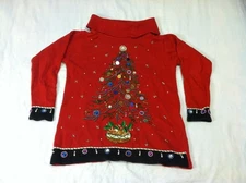 Women's Cowl Neck Ugly Christmas Sweater Size M Made By B.P. Design Pullover