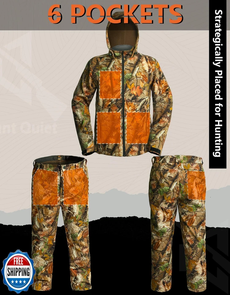 Hunt Quiet Hunting Clothes, Silent Water-Resistant Camouflage Hunting Jacket - Image 4 of 4
