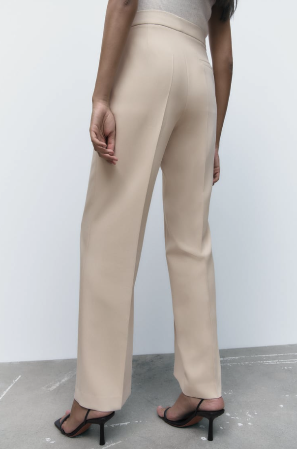 N°21 Women Straight Pants B052 31672180 BEIGE ZARA WOMEN NWT MENSWEAR STYLE SEAMED STRAIGHT LEG PANTS