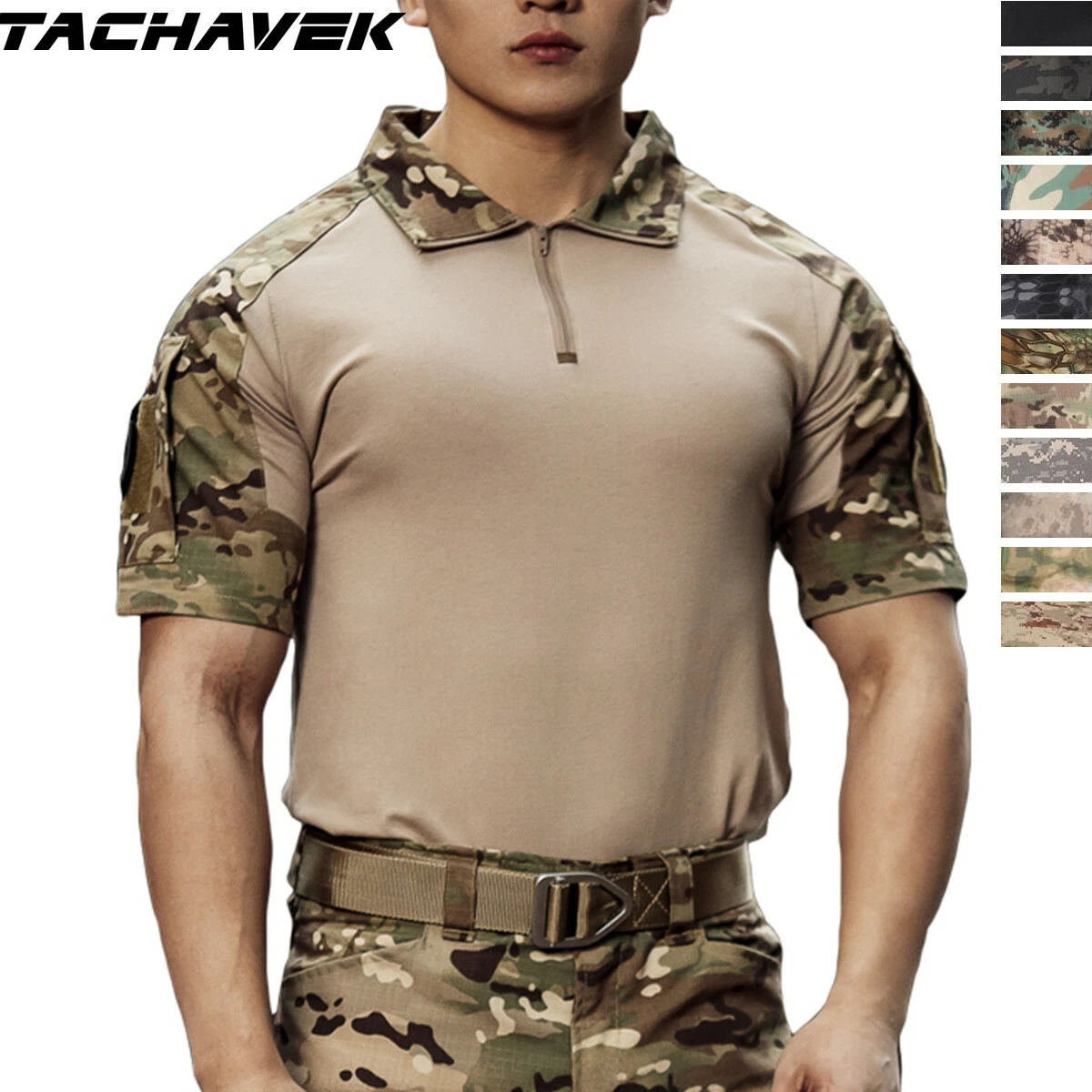 US Army Mens Tactical Combat T-Shirt Short Sleeve Military Gen Camo Casual Shirt