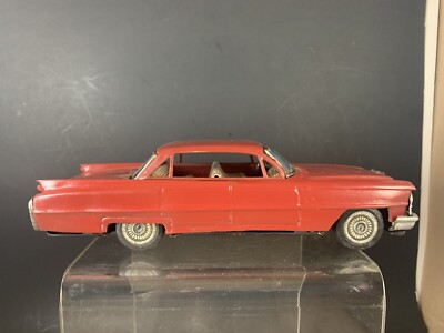 Vintage 1950s Red Bandai Japan Tin Litho Cadillac Car