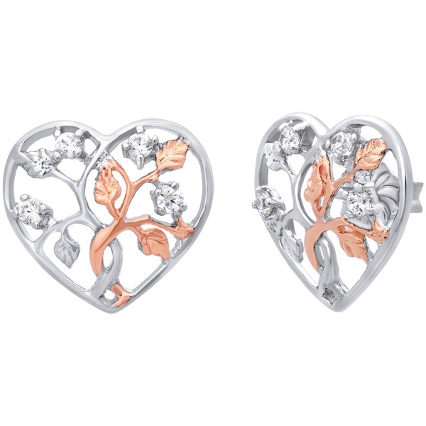 Julie Julsen Ohrstecker Aus 925/- Sterling Silber Rosé Vergoldet Herz Liebesbaum-image