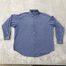VTG Ralph Lauren 90s Button Up Mens XXL Blue Long Sleeve Shirt Blue Pony Blake
