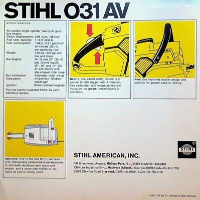 Stihl 031 AV Chainsaw Advertising Brochure | eBay