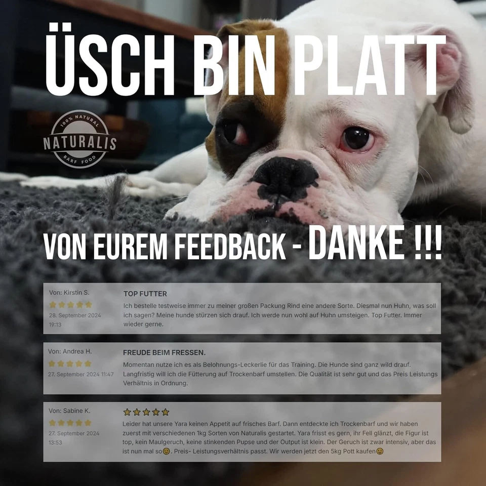 Naturalis 500g Trockenbarf Hund 80% Huhn getreidefrei ohne Zusätze 100%natürlich - Bild 4 von 4