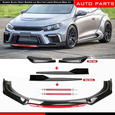 For VW Scirocco R Front Bumper Lip Spoiler Splitter Rear Lip Side Skirt