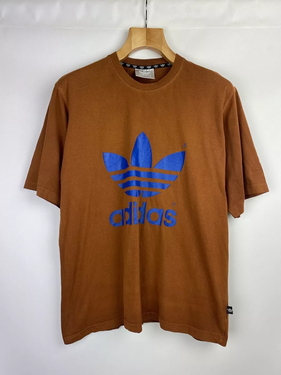 VTG Adidas Originals big trefoil logo t shirt size M brown | eBay